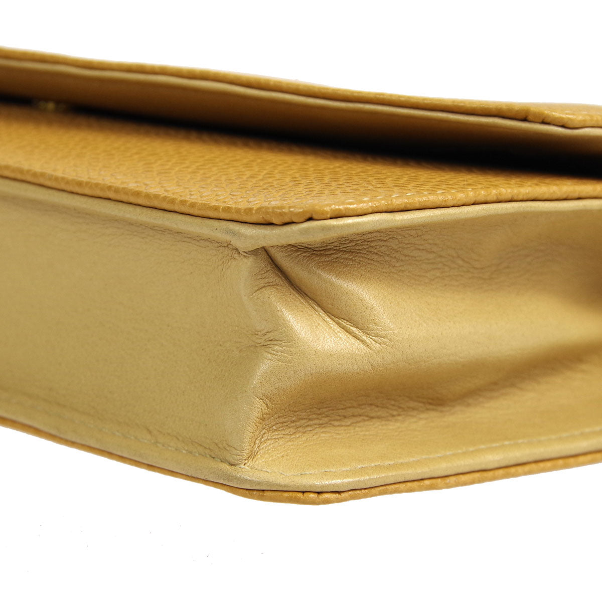 CHANEL * WOC Chain Shoulder Wallet Bag Beige Caviar 89658