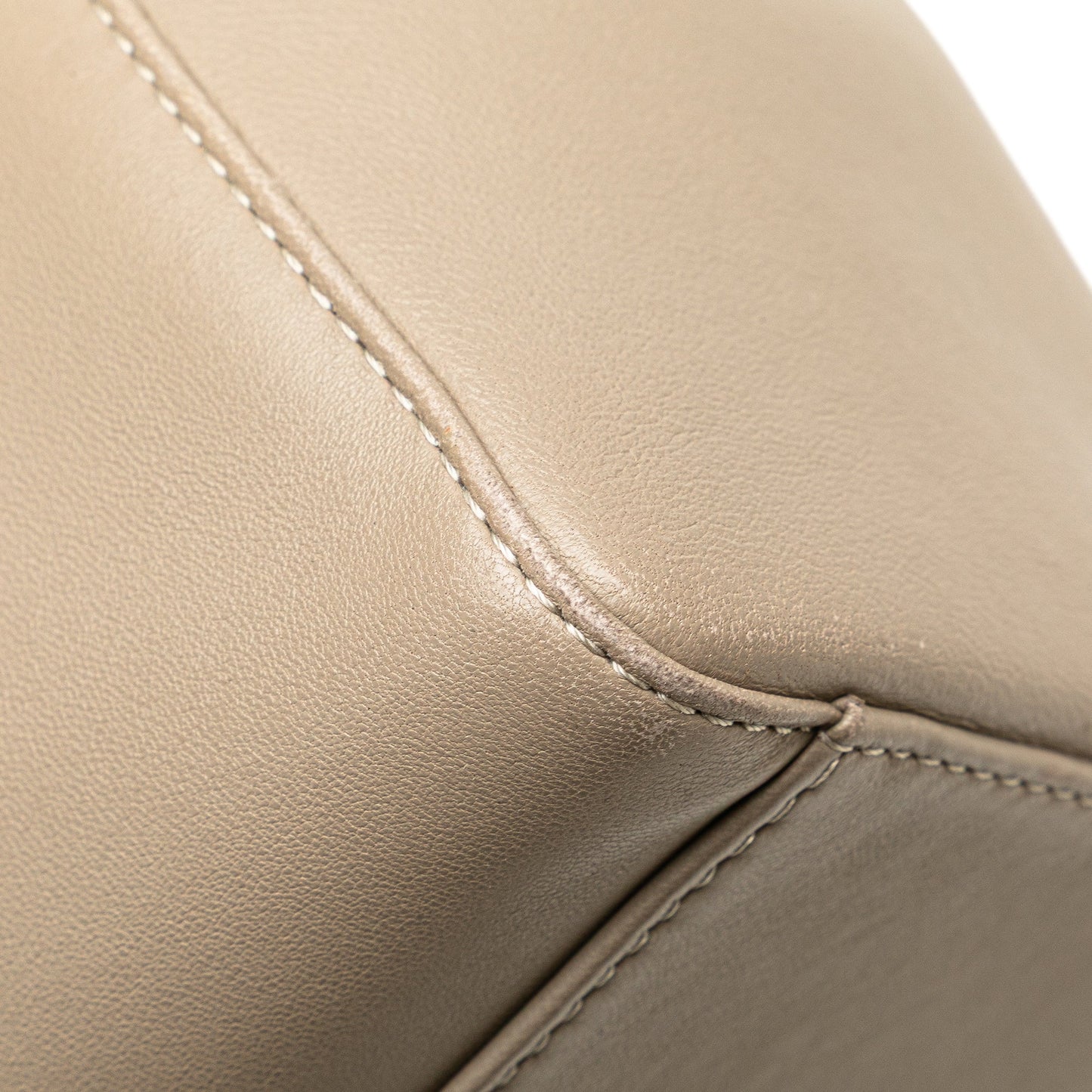 Beige Fendi Mini Leather Iconic Peekaboo Satchel