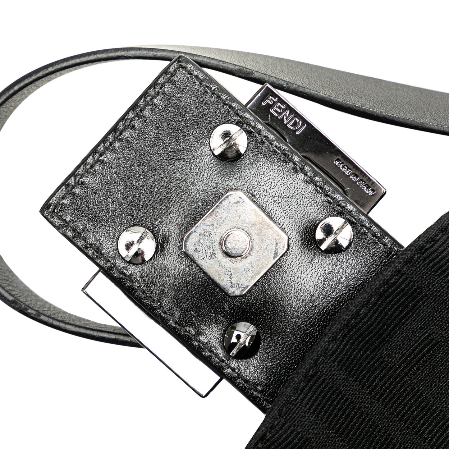 Black Fendi Zucca Canvas Double Flap Shoulder Bag