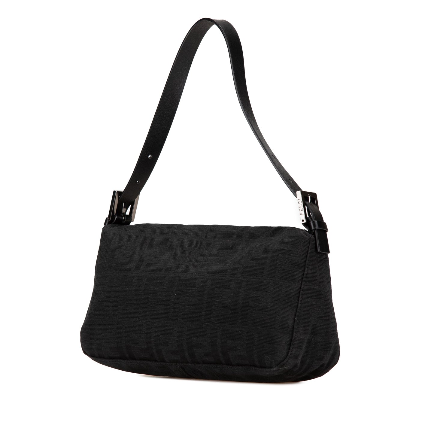 Black Fendi Zucca Canvas Double Flap Shoulder Bag