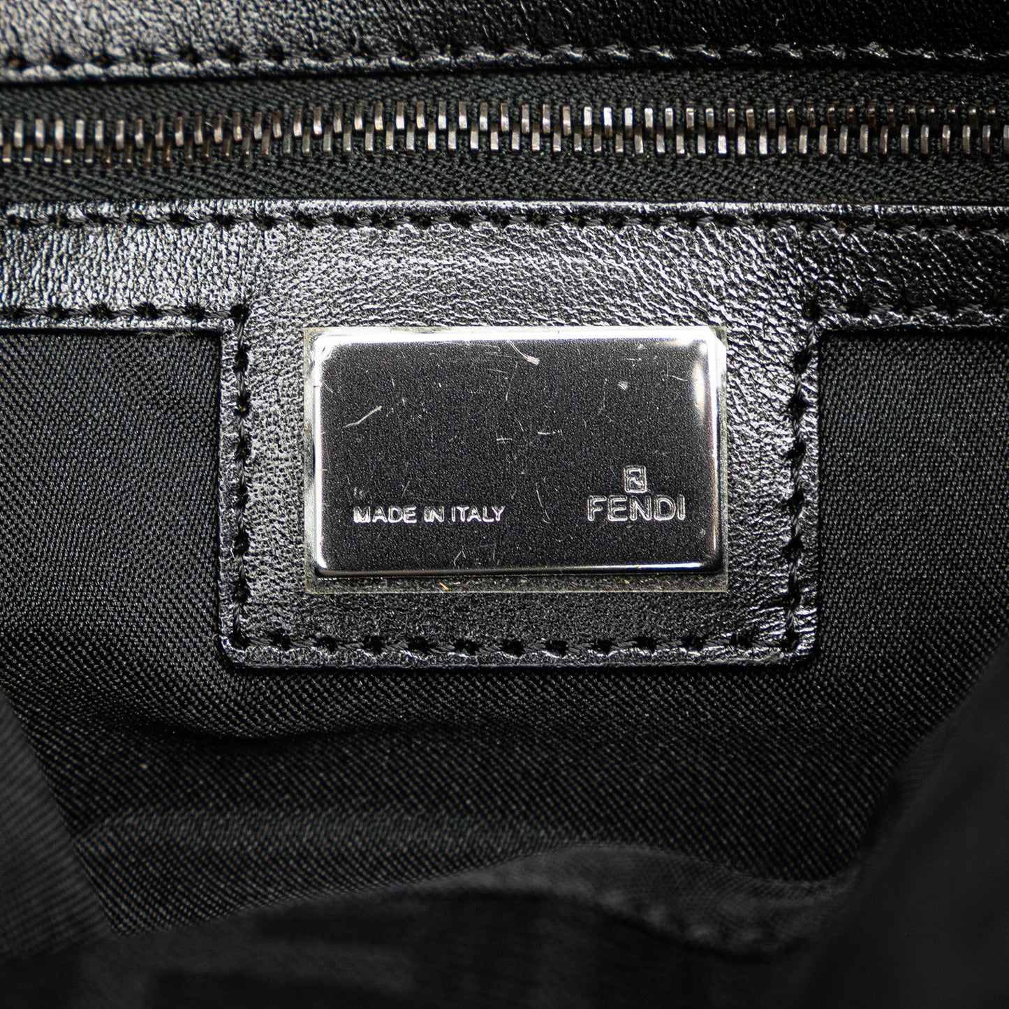 Black Fendi Zucca Canvas Double Flap Shoulder Bag