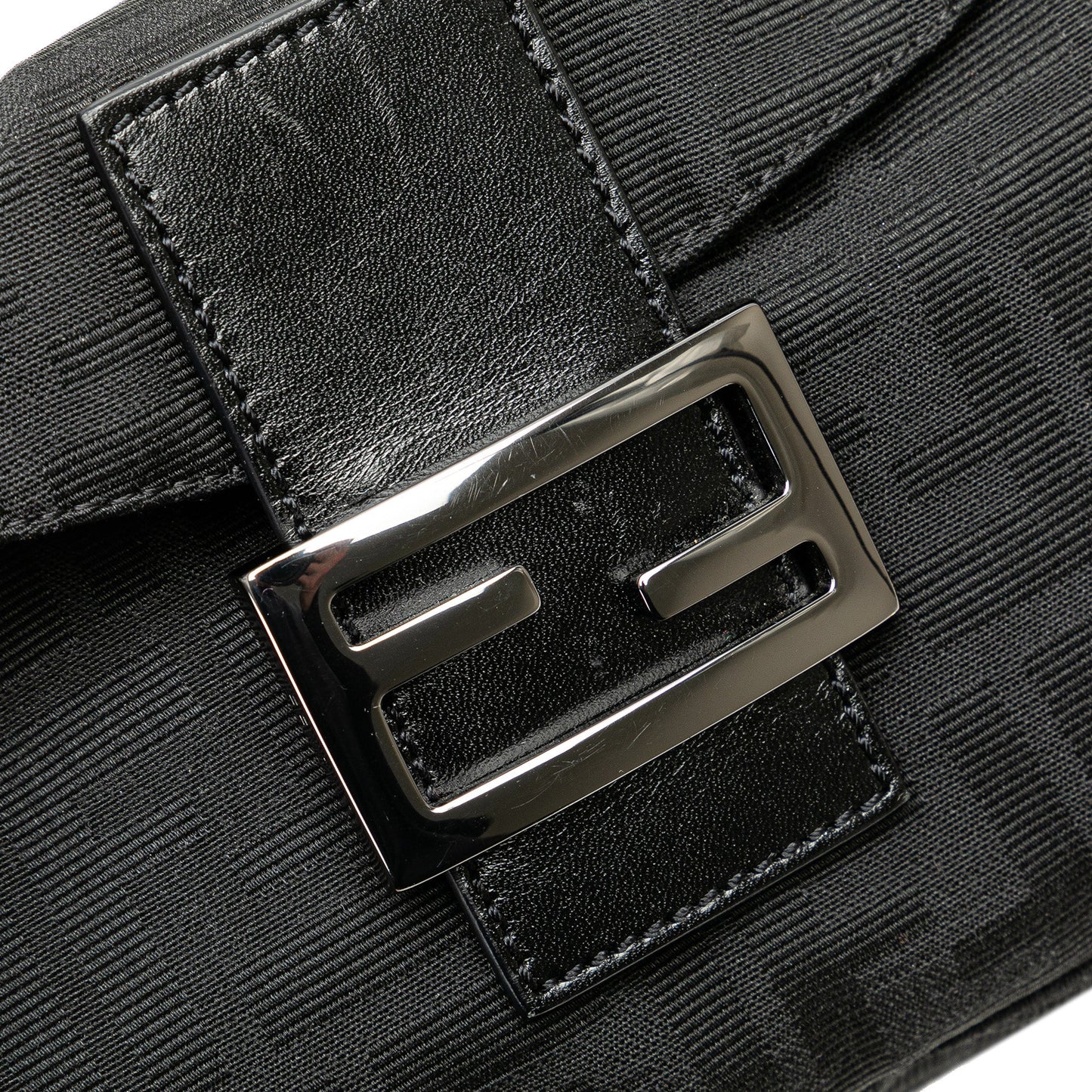 Black Fendi Zucca Canvas Double Flap Shoulder Bag