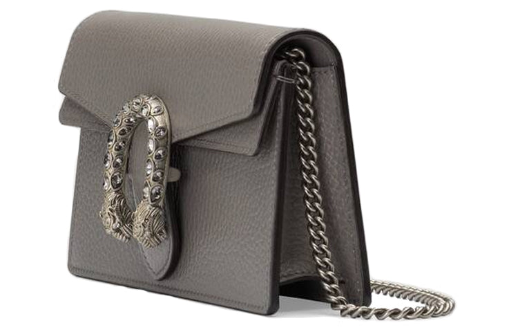 (WMNS) GUCCI Dionysus Tiger Head Leather Chain Shoulder Messenger Bag Mini Gray Classic