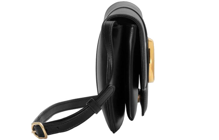 (WMNS) GUCCI Arli Gold Logo Leather Shoulder Messenger Bag Small Black Classic