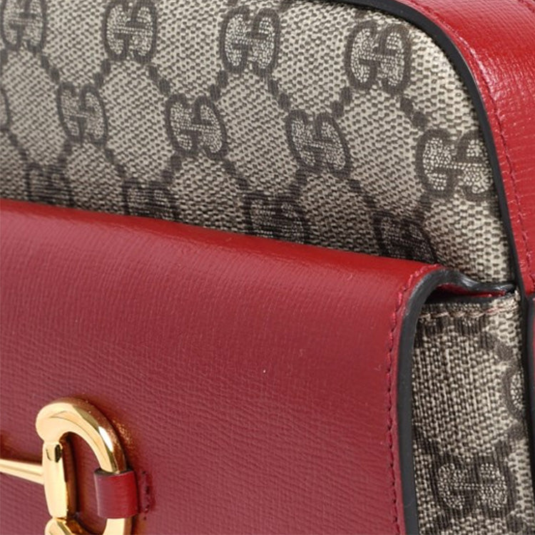 (WMNS) GUCCI Classic Buckle1955 Camera Bag Metallic Chains Vintage Gold Button Shoulder Bag Small Red