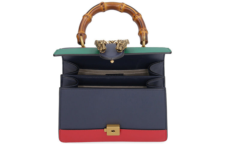 (WMNS) GUCCI Dionysus Tiger Head Bamboo Stripe Webbing Colorblock Leather handbag Mini Navy Blue / Green / Red Retro