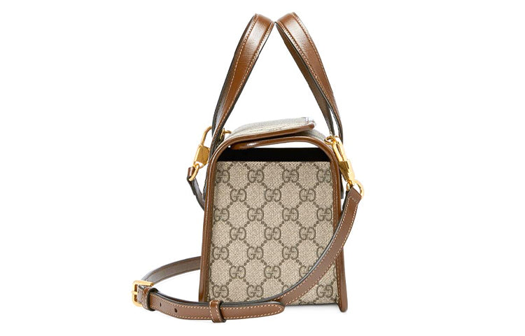 (WMNS) GUCCI Canvas Horsebit 1955 Old Flower Logo Single-Shoulder Bag Mini Brown