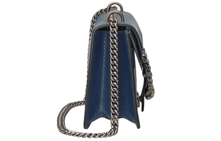 (WMNS) GUCCI Dinoysus Tiger Head Leather Chain Shoulder Messenger Bag Small Navy Blue Classic