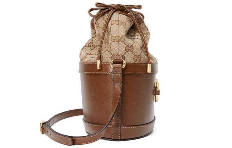 (WMNS) GUCCI Button1955 Series Drawstring Bag Single Shoulder Bag Brown
