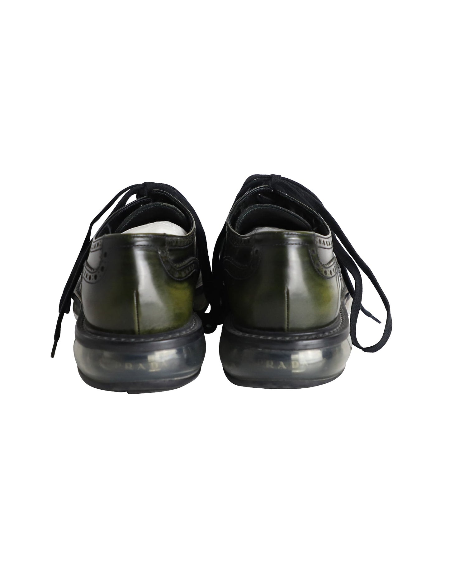 Prada Air Sole Derby Shoes in Green Leather