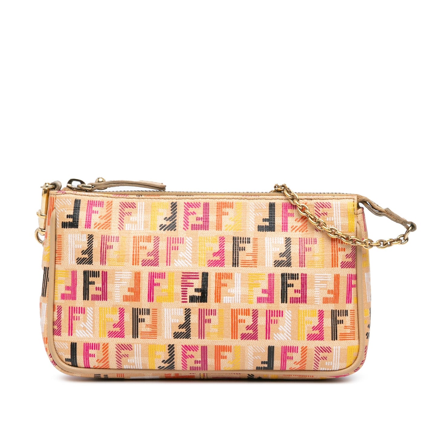 Beige Fendi Multicolor Zucchino Spalmati Chain Pochette Shoulder Bag
