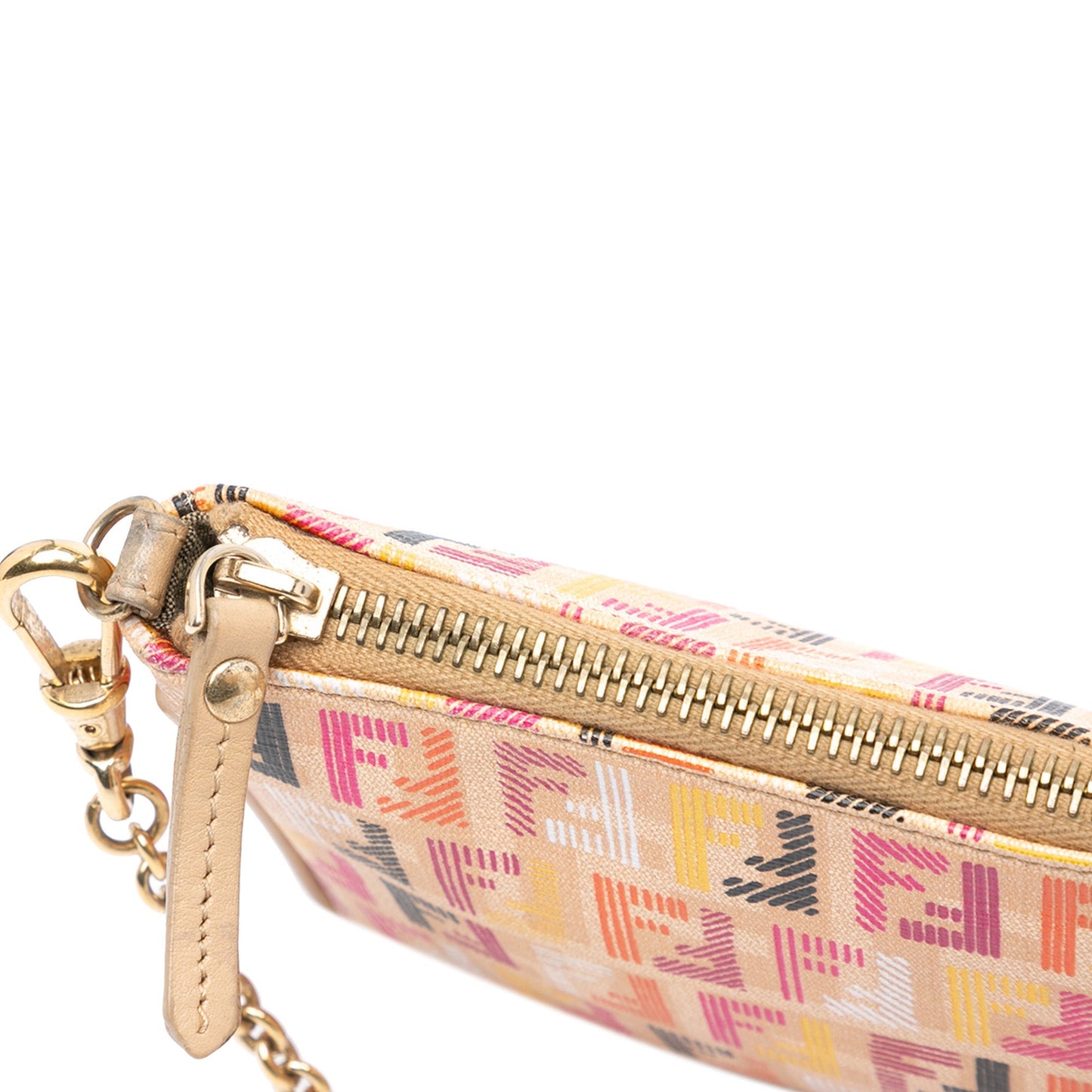 Beige Fendi Multicolor Zucchino Spalmati Chain Pochette Shoulder Bag
