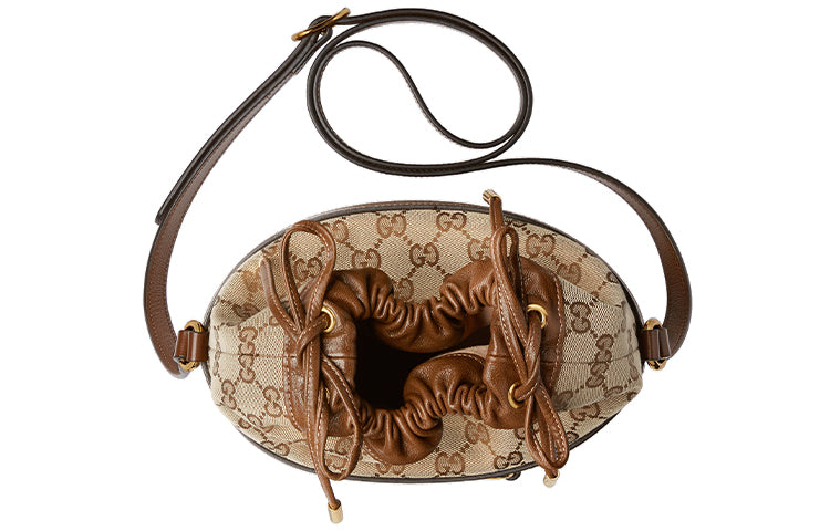 (WMNS) GUCCI Button1955 Series Drawstring Bag Single Shoulder Bag Brown