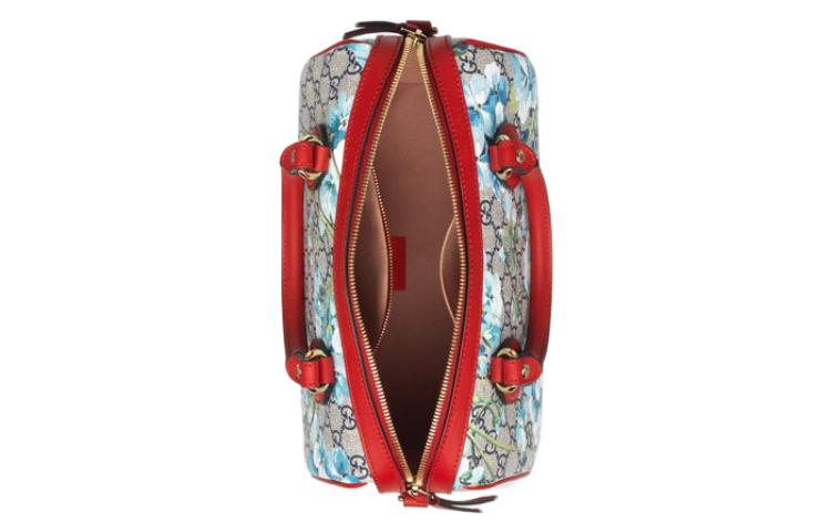 (WMNS) GUCCI Blooms Logo Printing Boston handbag Small Blue / Red Classic