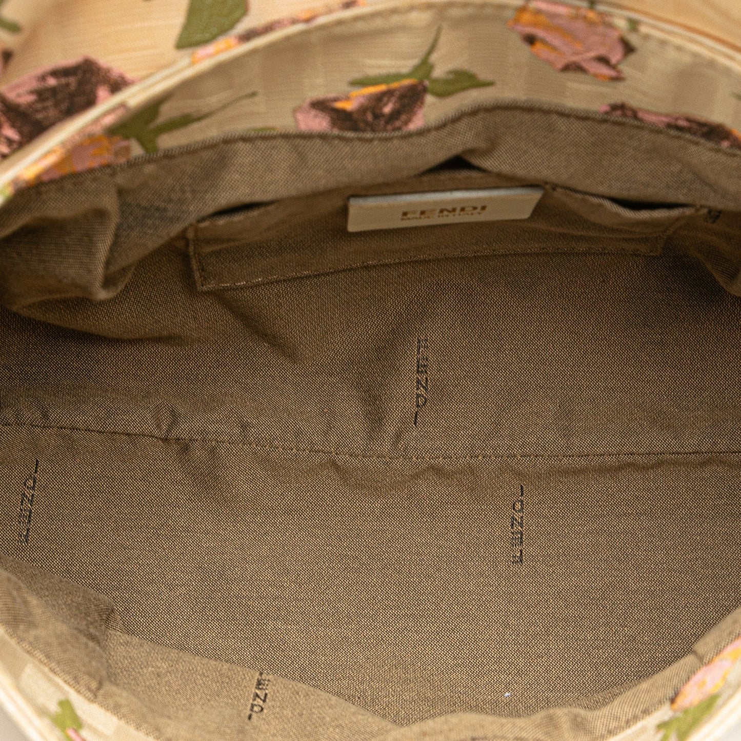 Beige Fendi Small Zucca Canvas Rose Chef Shoulder Bag