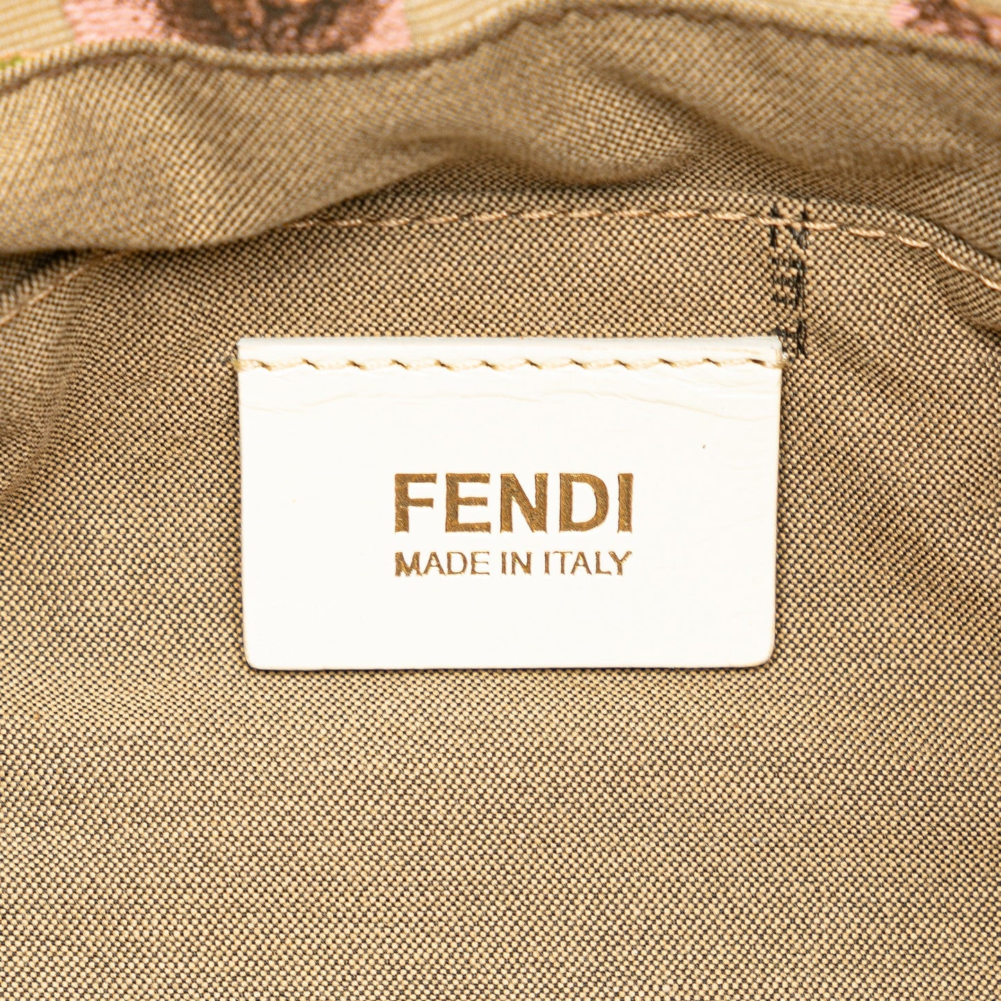 Beige Fendi Small Zucca Canvas Rose Chef Shoulder Bag