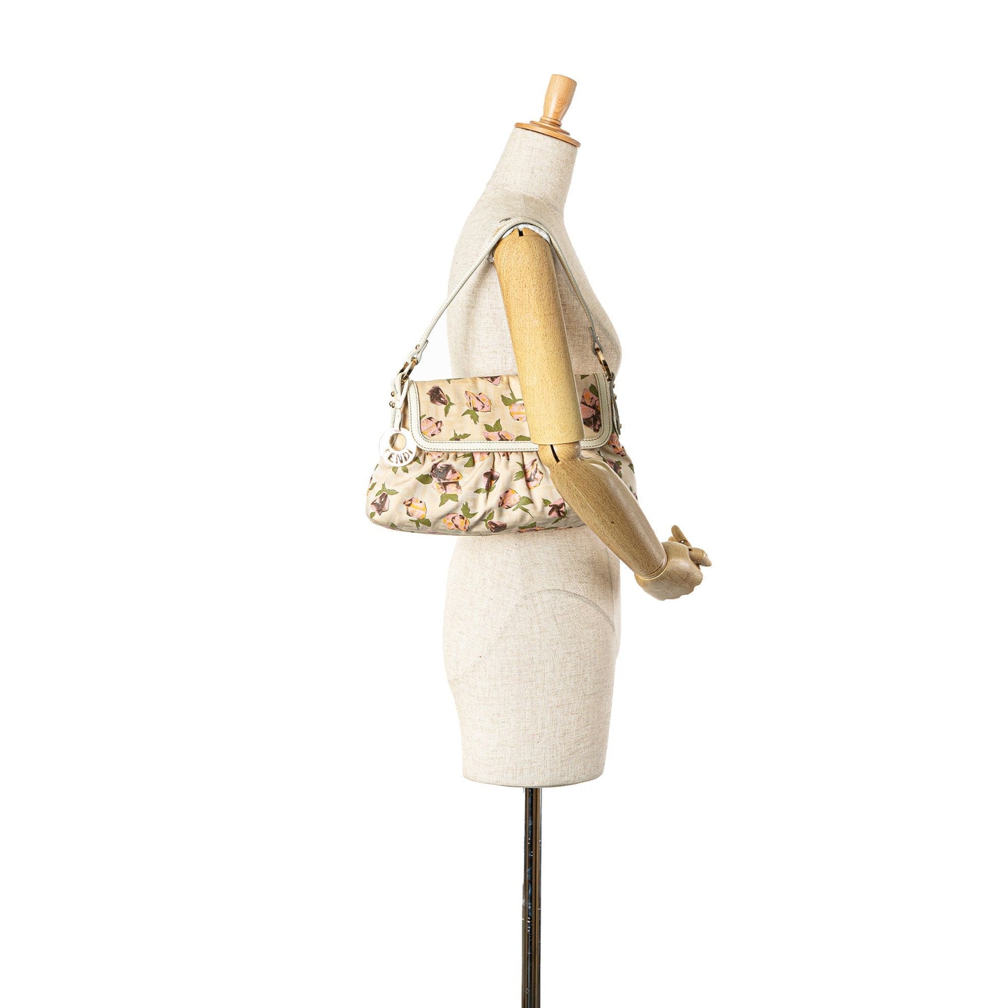 Beige Fendi Small Zucca Canvas Rose Chef Shoulder Bag