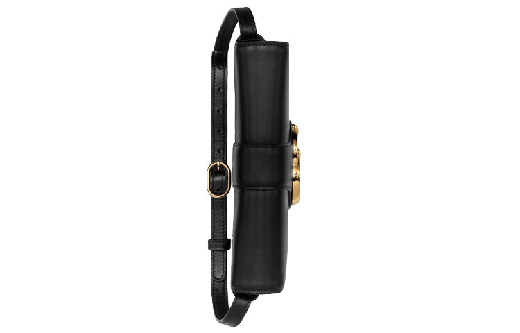 (WMNS) GUCCI Arli Gold Logo Leather Shoulder Messenger Bag Small Black Classic