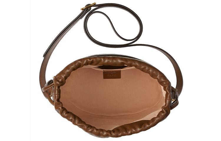 (WMNS) GUCCI Button1955 Series Drawstring Bag Single Shoulder Bag Brown