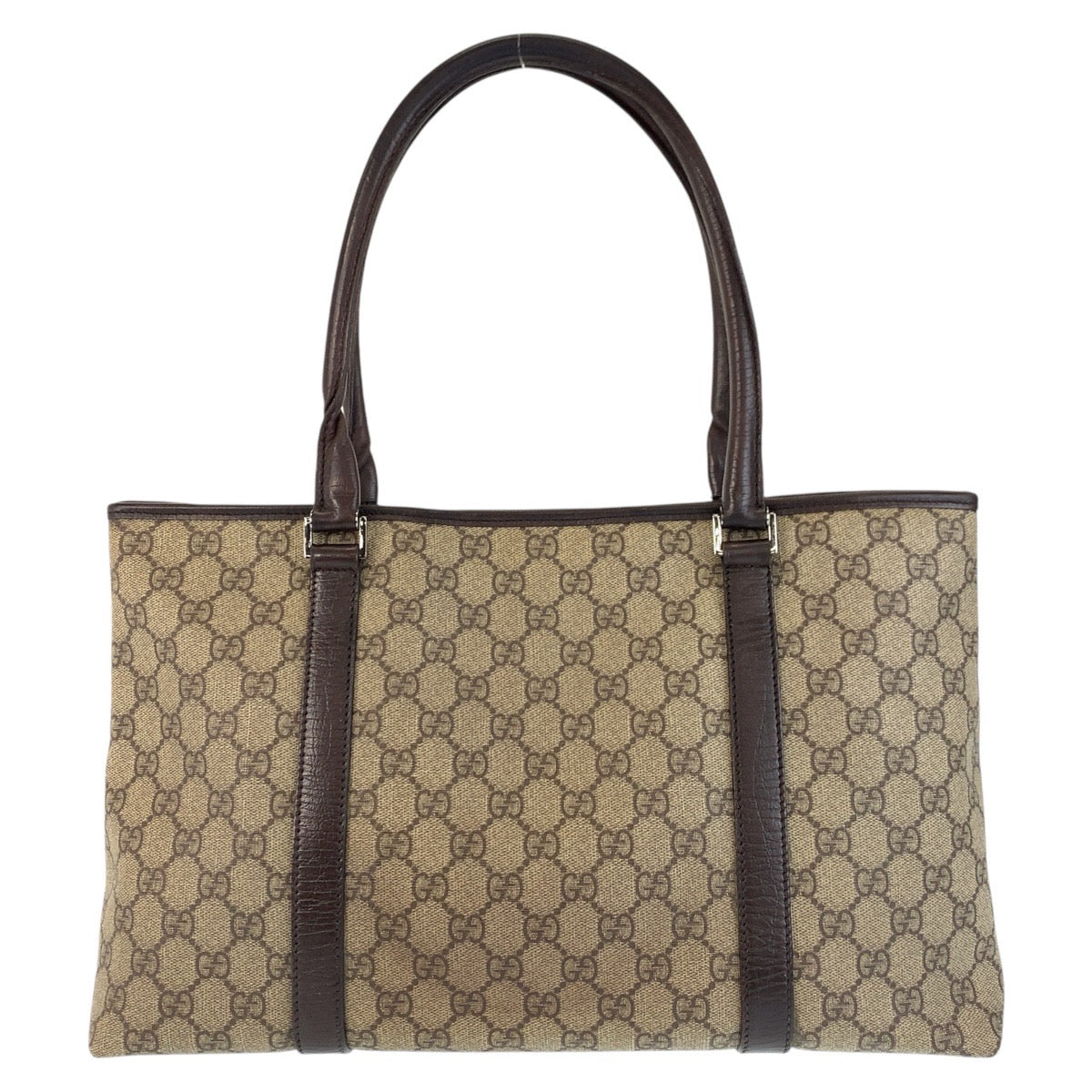 Gucci Beige Brown GG Supreme Canvas Leather Tote