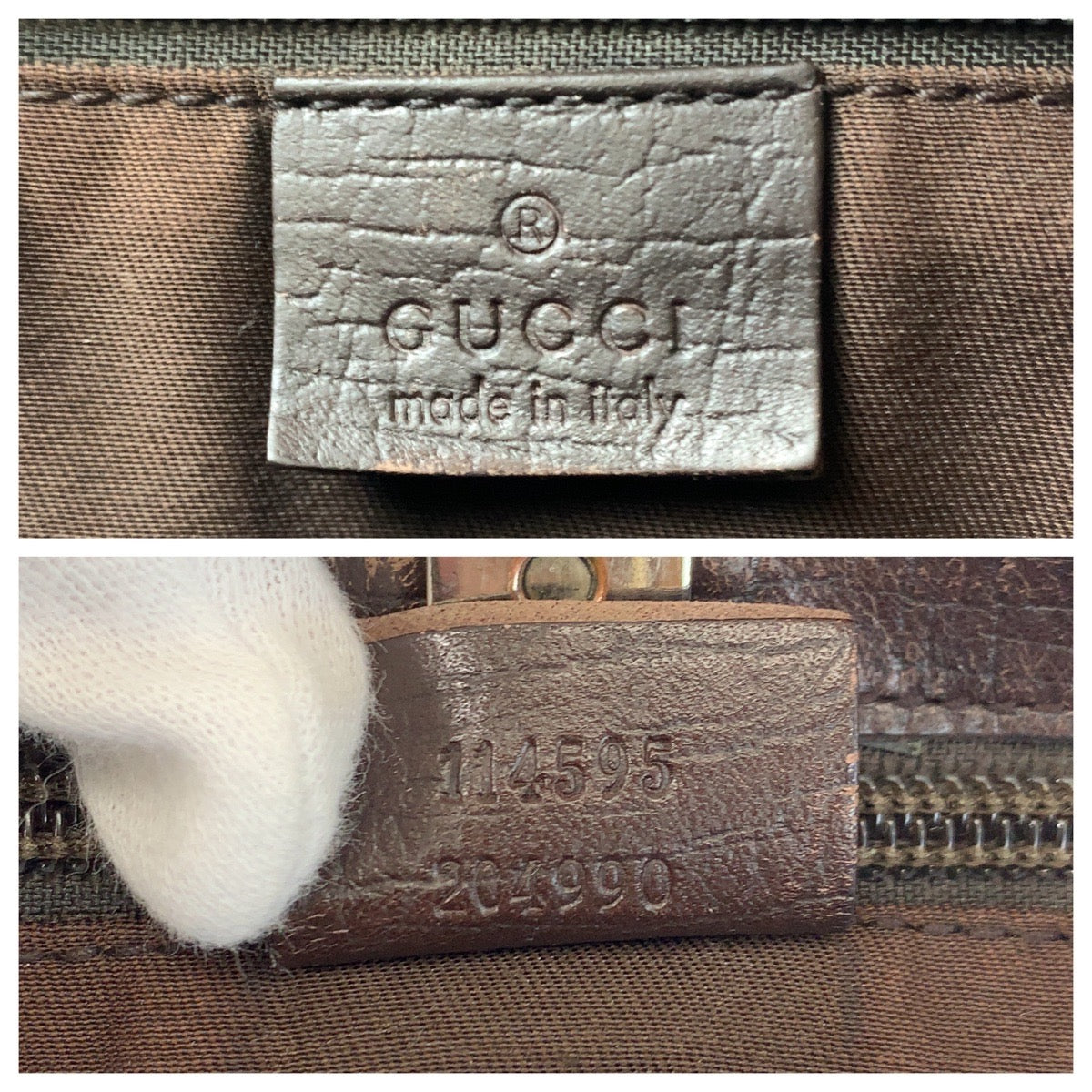 Gucci Beige Brown GG Supreme Canvas Leather Tote