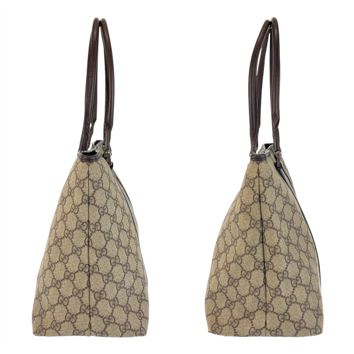Gucci Beige Brown GG Supreme Canvas Leather Tote