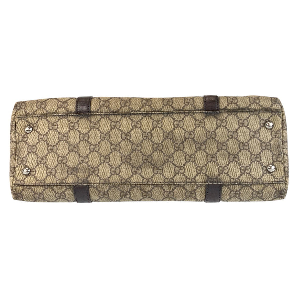 Gucci Beige Brown GG Supreme Canvas Leather Tote