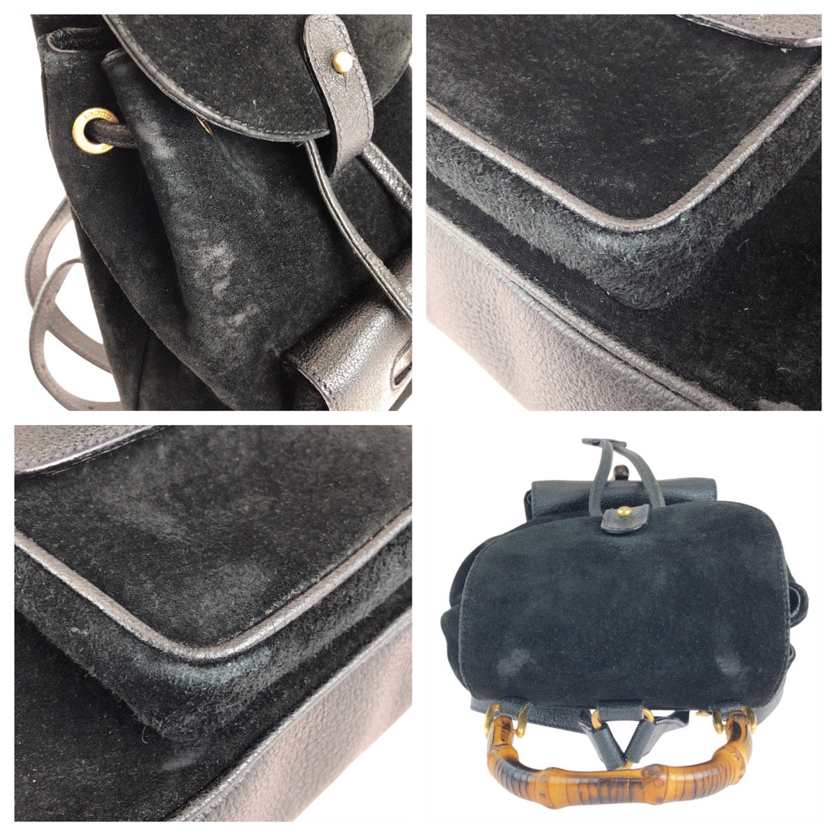 Gucci Bamboo Suede Leather Backpack
