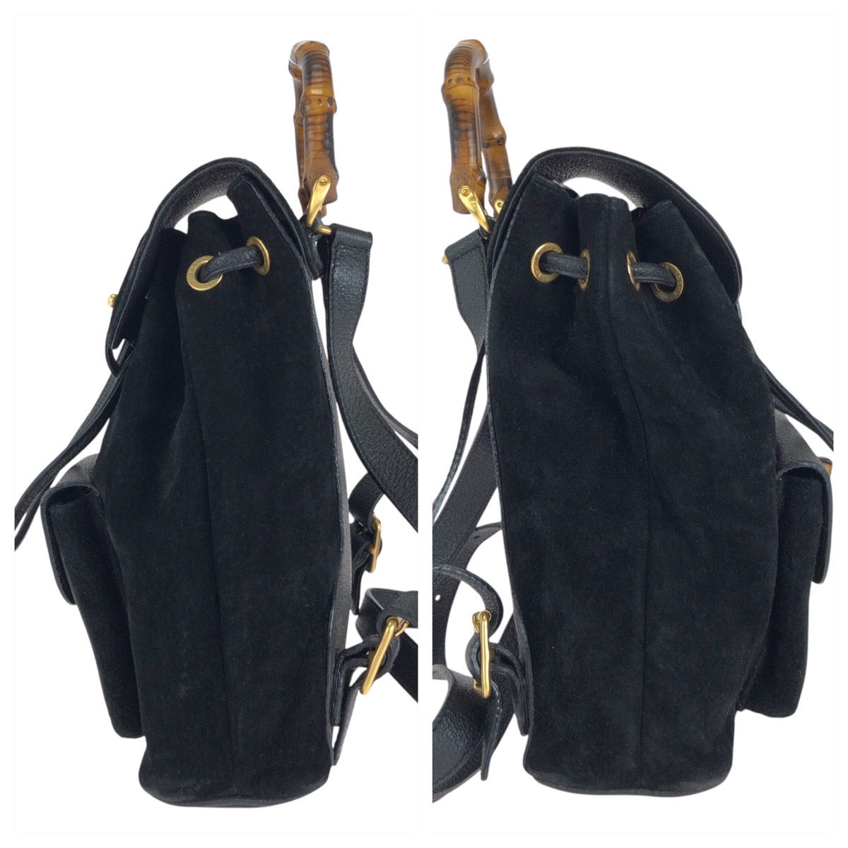 Gucci Bamboo Suede Leather Backpack
