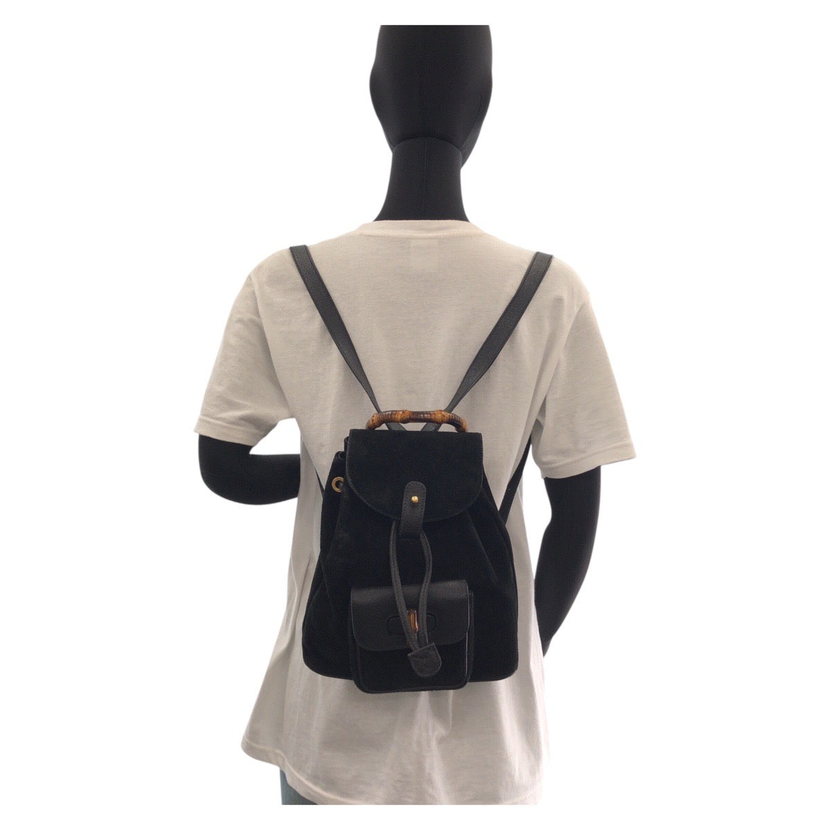 Gucci Bamboo Suede Leather Backpack