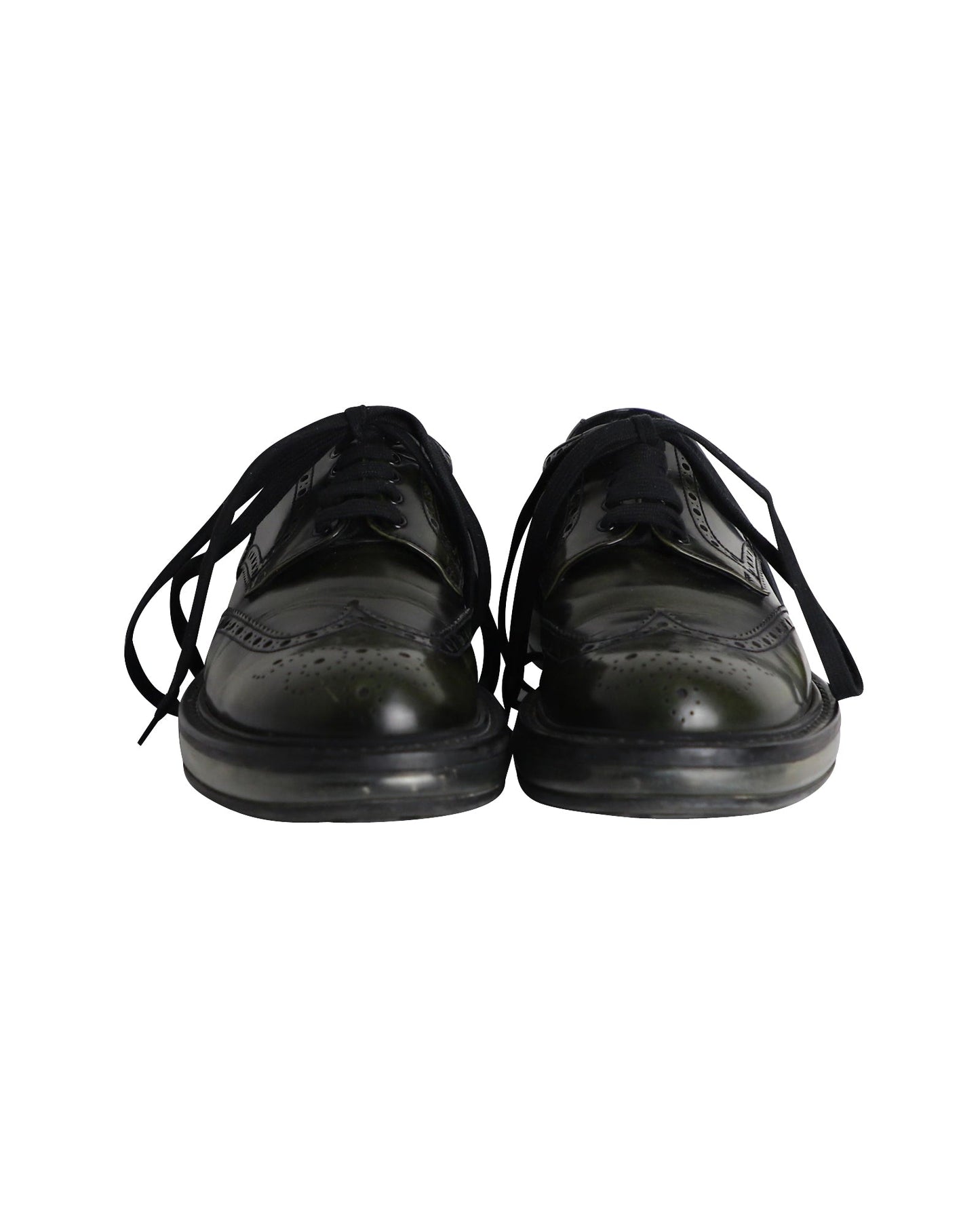 Prada Air Sole Derby Shoes in Green Leather