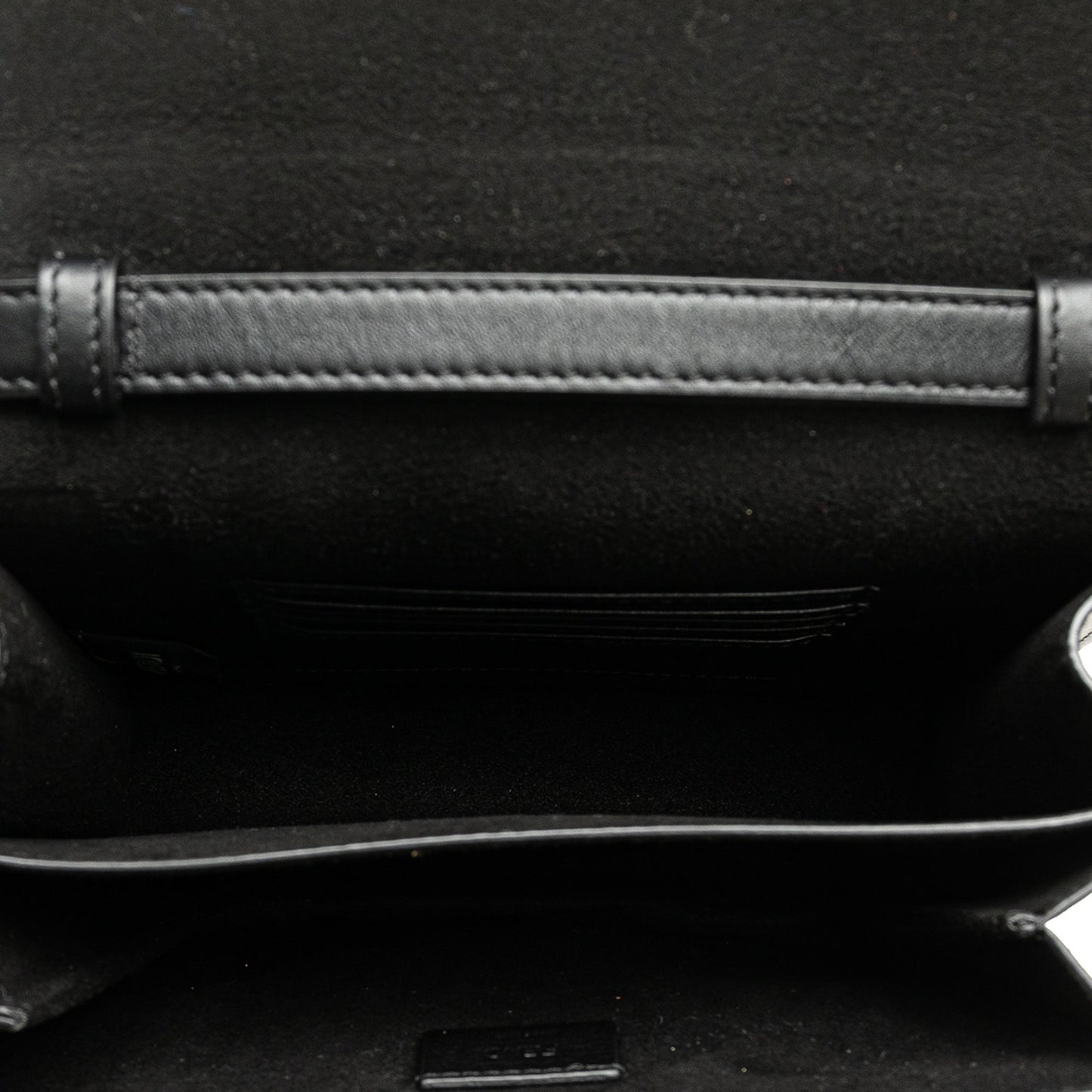Black Fendi Leather Crystal Fab Crossbody