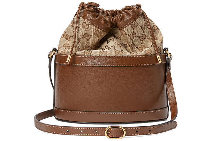 (WMNS) GUCCI Button1955 Series Drawstring Bag Single Shoulder Bag Brown