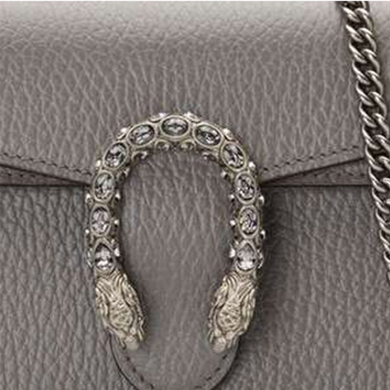 (WMNS) GUCCI Dionysus Tiger Head Leather Chain Shoulder Messenger Bag Mini Gray Classic
