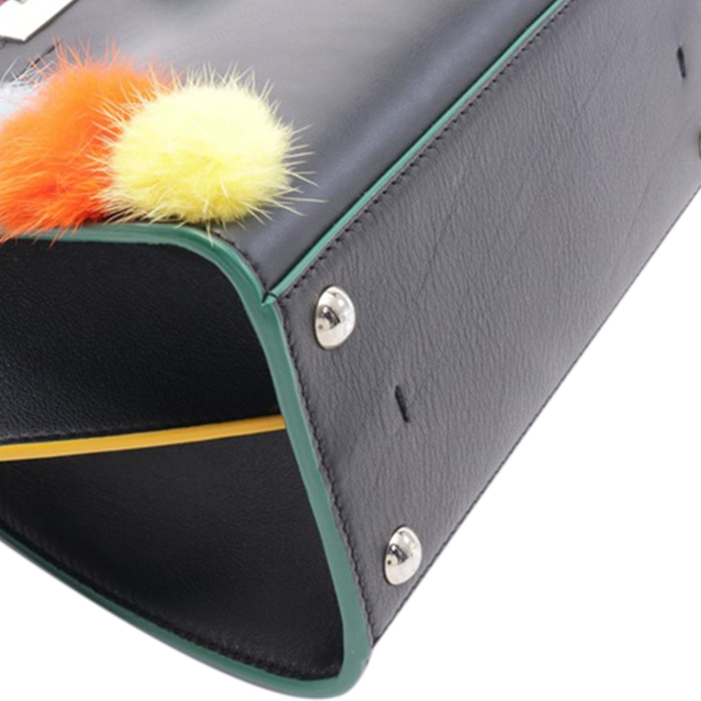 Black Fendi Mini Leather Pom Pom 3Jours Satchel