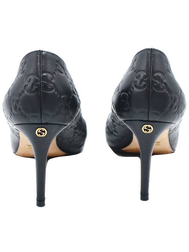 Gucci 338726 GG Logo Black Cima Leather Pumps Shoes 36