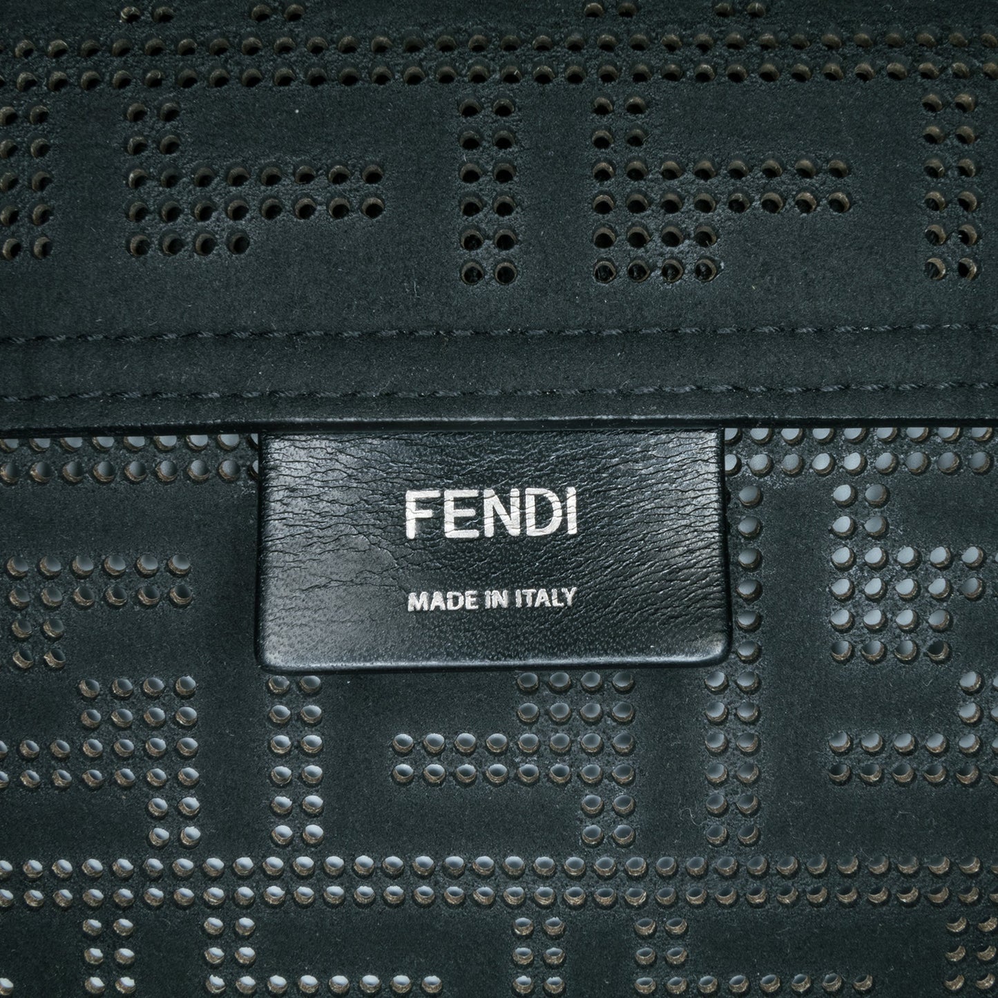 Blue Fendi Large Zucca Perforated Leather Baguette Satchel