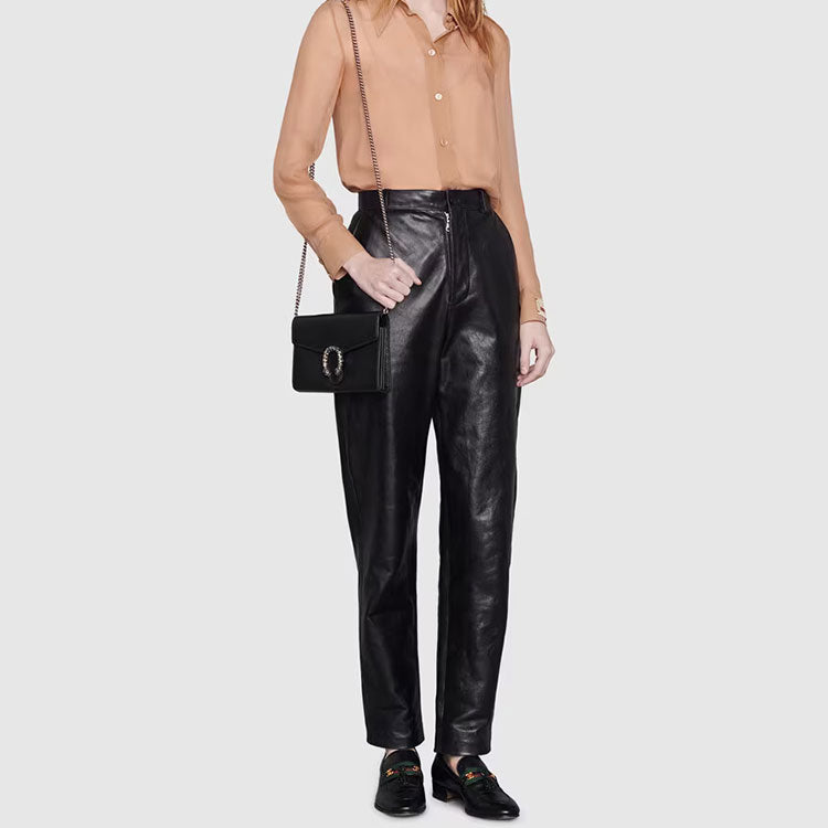 (WMNS) GUCCI Dionysus Tiger Head Leather Chain Shoulder Messenger Bag Mini Black