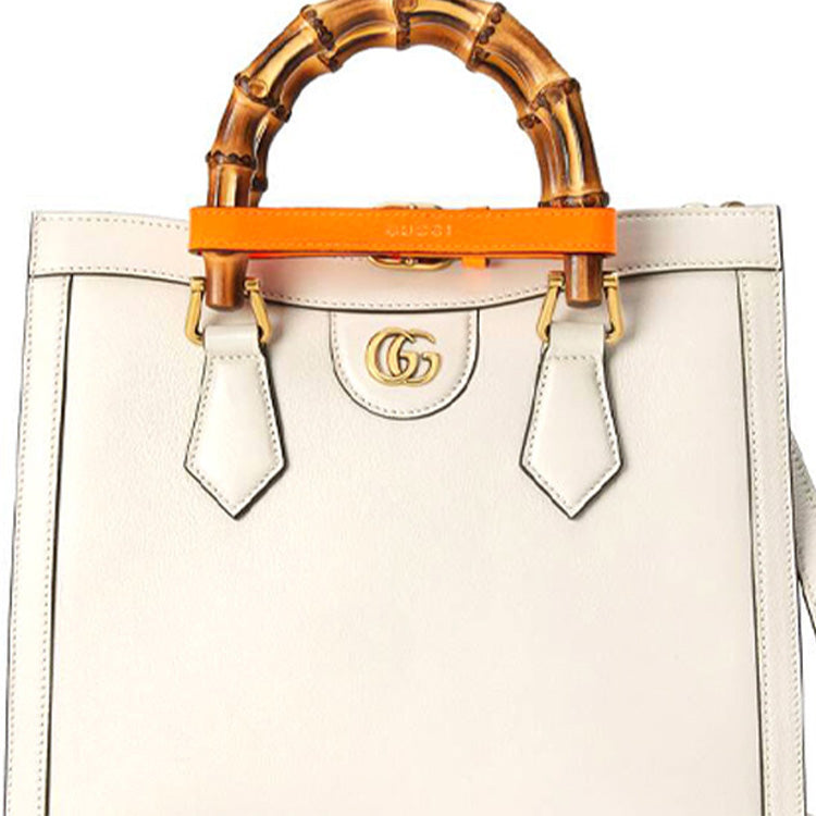 (WMNS) GUCCI Diana Series Tote Leather SingleShoulderMessengerHandholdBag SmallSize White