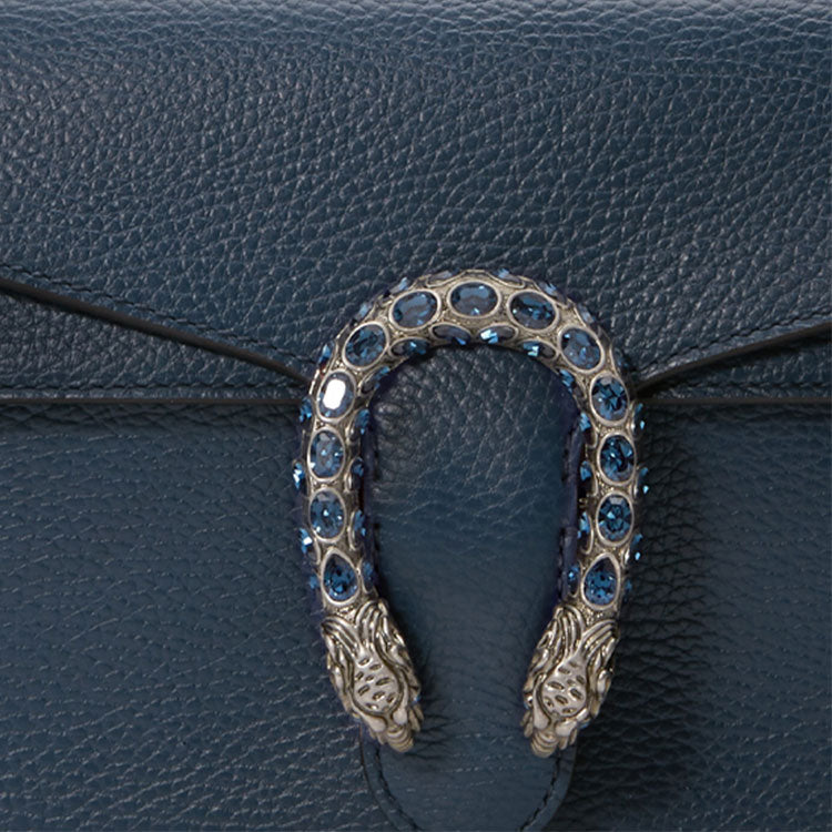 (WMNS) GUCCI Dinoysus Tiger Head Leather Chain Shoulder Messenger Bag Small Navy Blue Classic