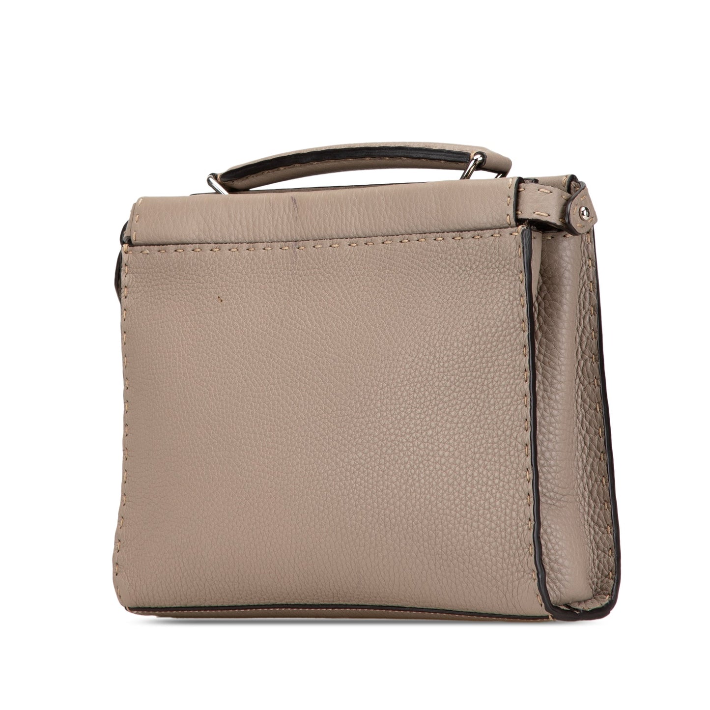 Beige Fendi Sue Tilley Mini Calfskin Romano Selleria Banana Peekaboo Iconic Fit Satchel