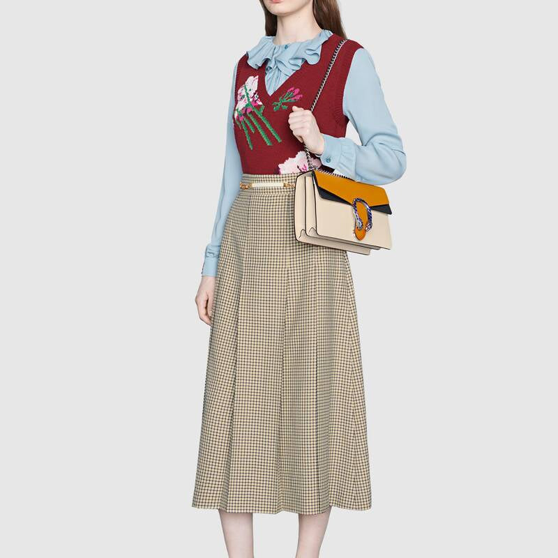 (WMNS) GUCCI Dionysus Leather Single-Shoulder Bag Small Orange/Black/White