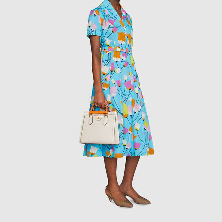 (WMNS) GUCCI Diana Series Tote Leather SingleShoulderMessengerHandholdBag SmallSize White
