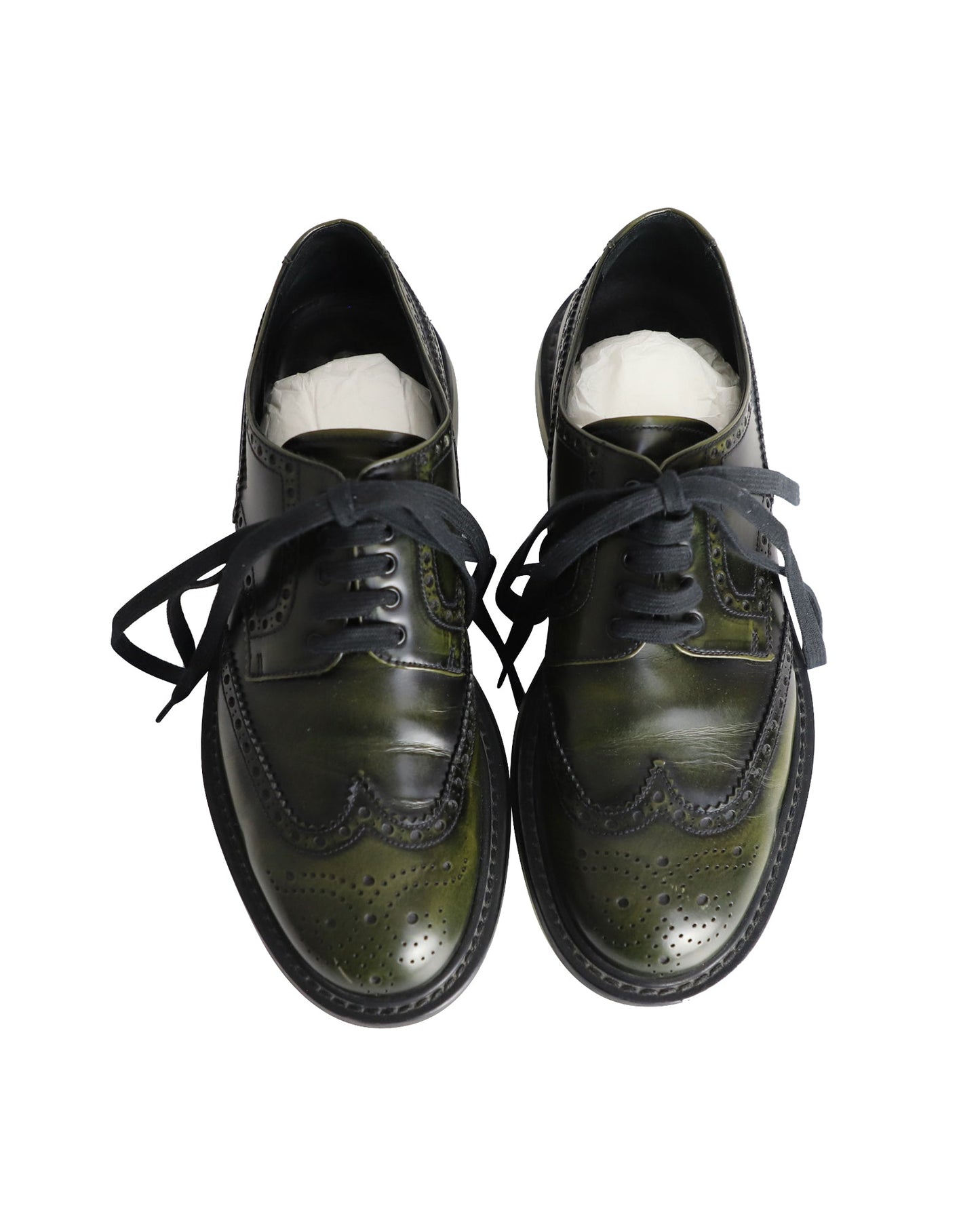 Prada Air Sole Derby Shoes in Green Leather