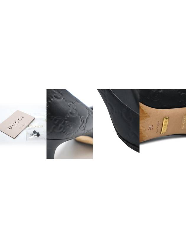Gucci 338726 GG Logo Black Cima Leather Pumps Shoes 36