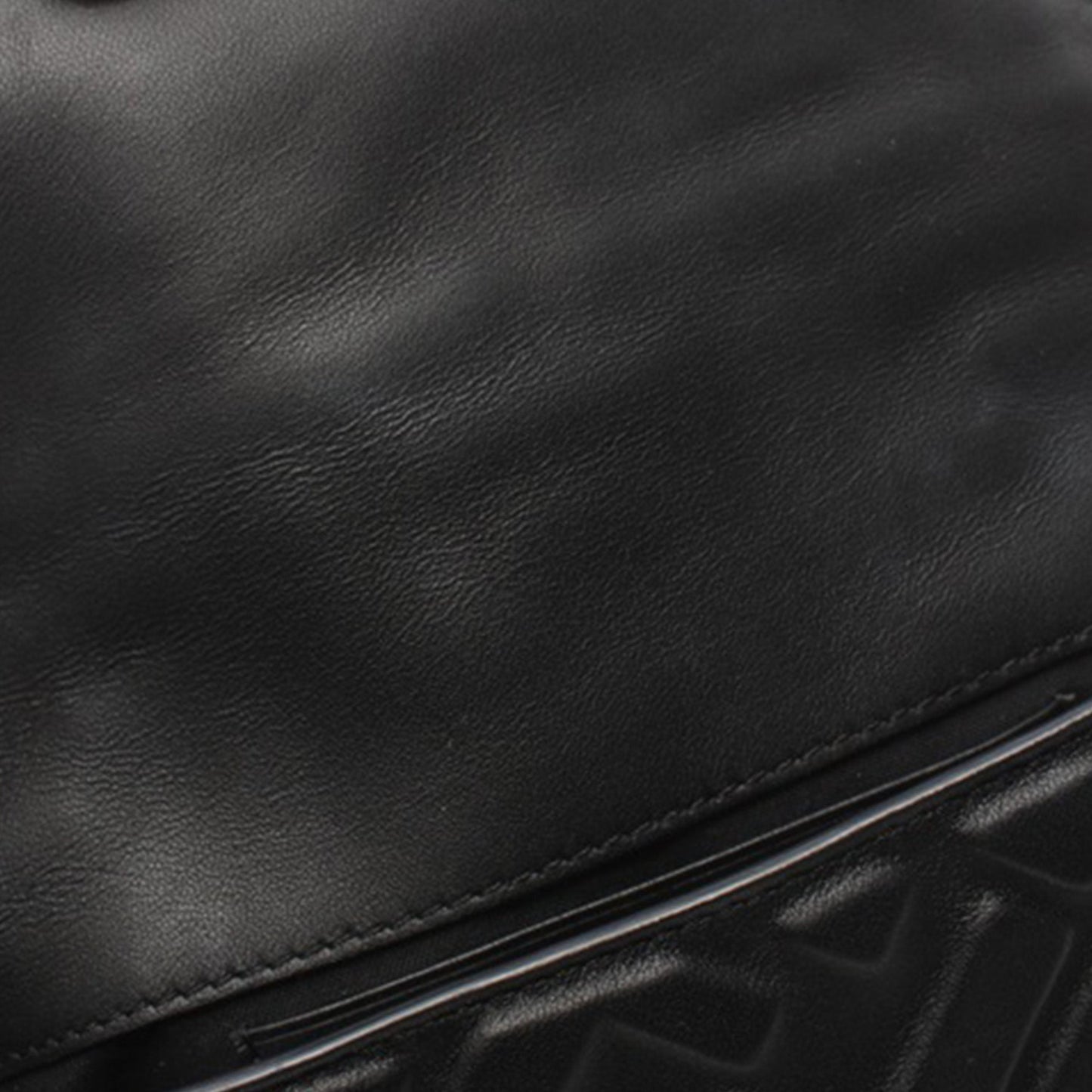 Black Fendi Mini Zucca Embossed Leather Baguette Satchel