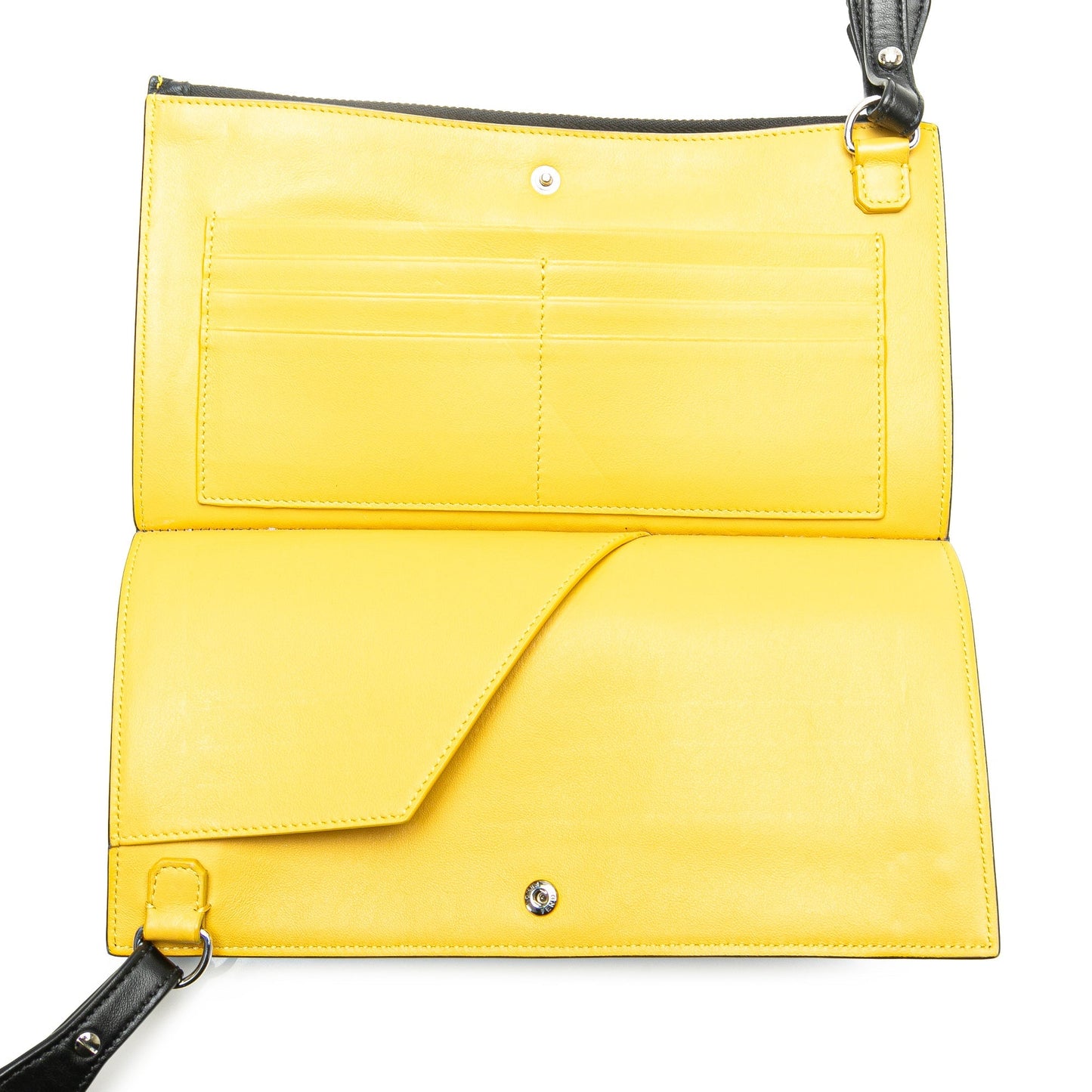 Black Fendi Leather Monster Wallet on Strap Crossbody Bag