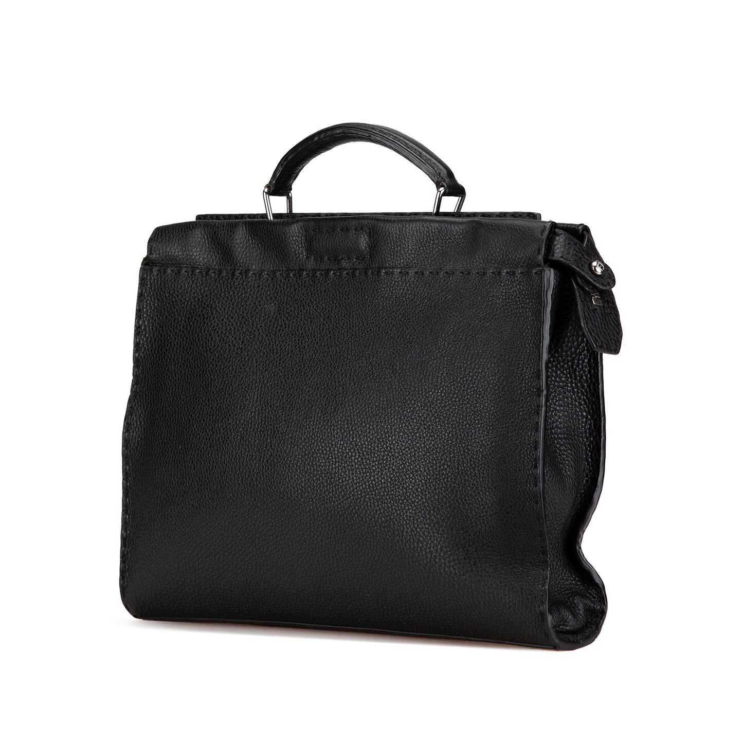 Black Fendi Large Leather Selleria Peekaboo Iconic Fit Bag