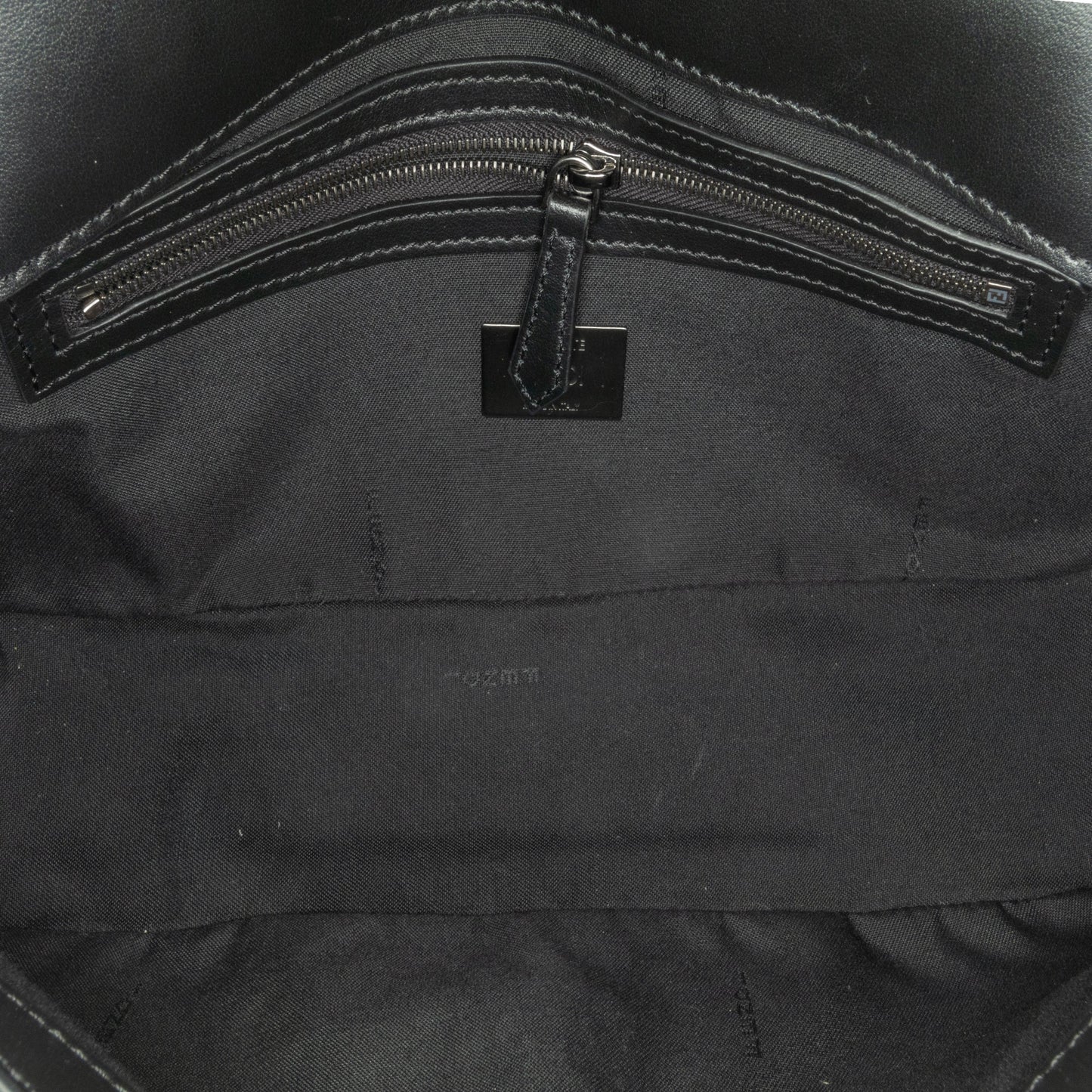 Black Fendi Zucca Coated Canvas And Calfskin Baguette Satchel
