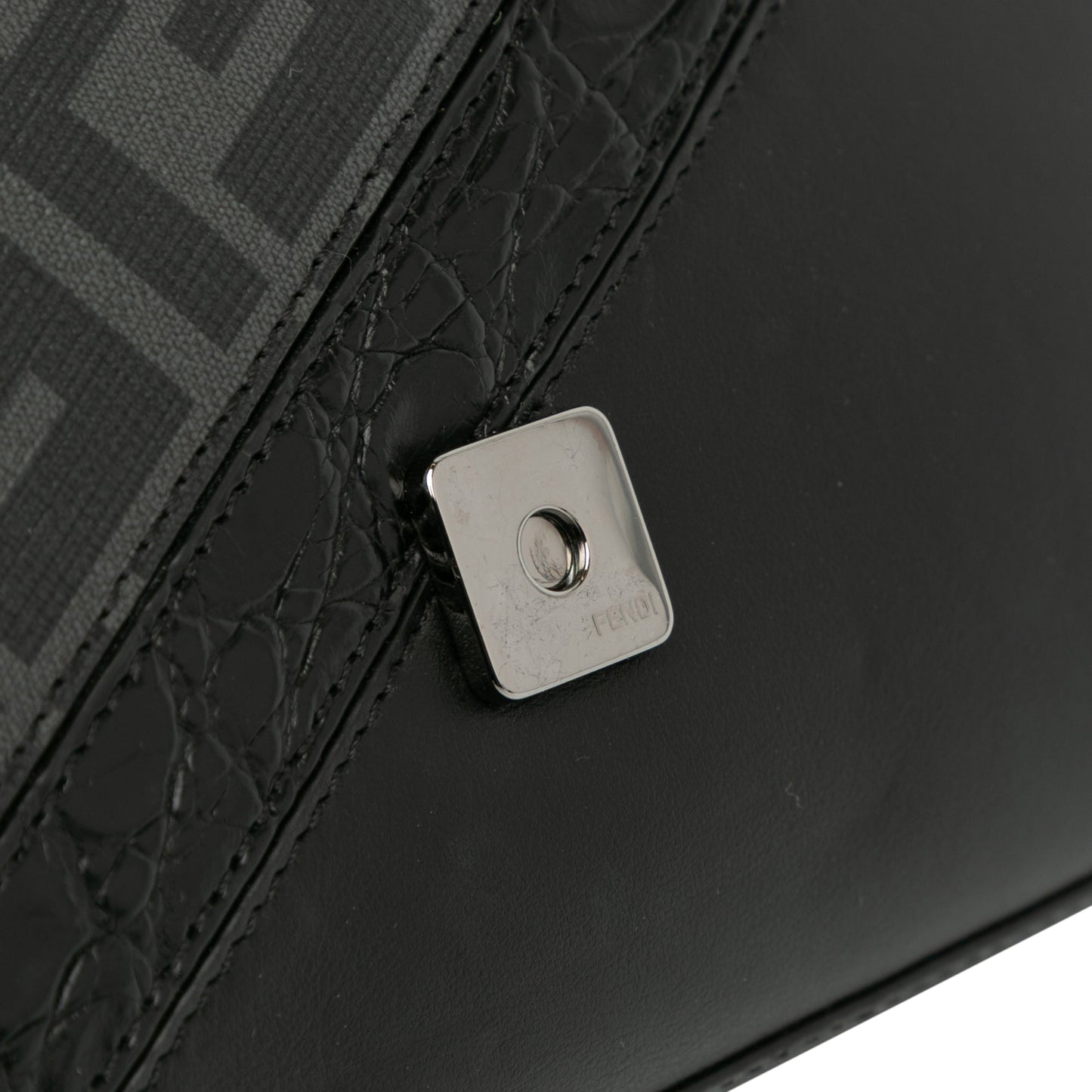 Black Fendi Zucca Coated Canvas And Calfskin Baguette Satchel